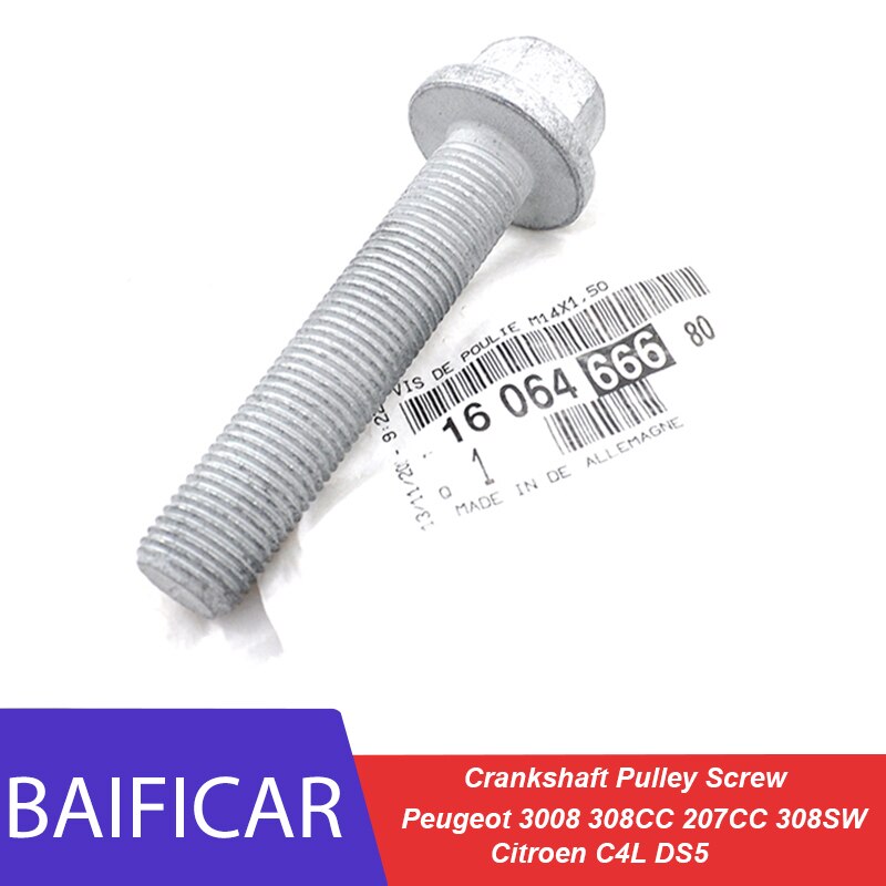 Baificar – vis de poulie de vilebrequin d&#39;origine, flambant neuf, 1606466680 0516L8 pour Peugeot 3008 308CC 207CC 308SW Citroen C4L DS5