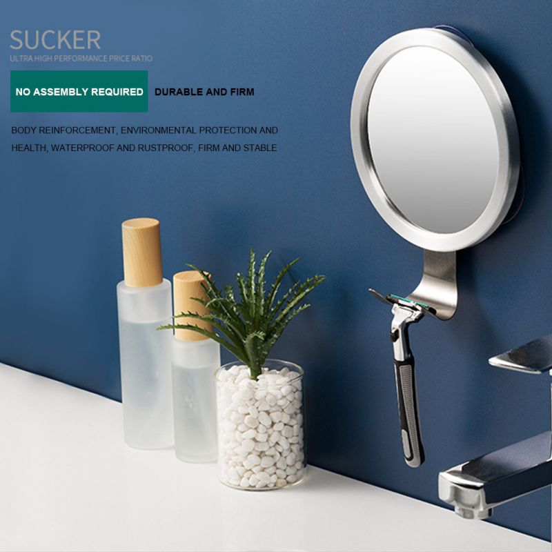 1pc krachtige badkamerspiegels met zuignap, anti-condens make-upspiegel, scheerspiegel voor mannen met scheerapparaathouder