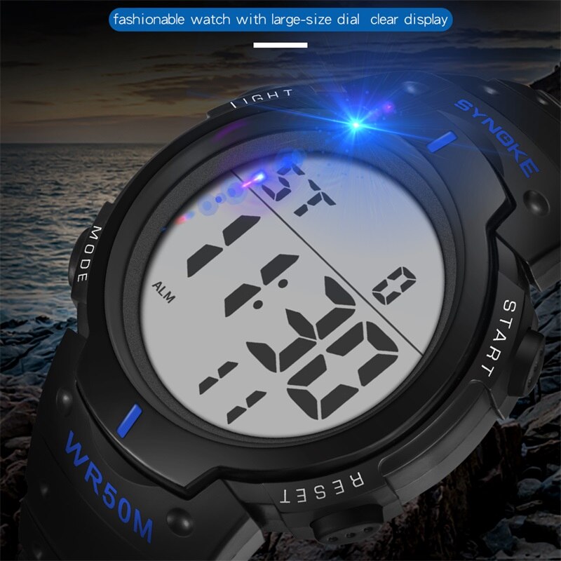 SYNOKE Mannen Horloge Te Lezen Grote Nummer Waterdichte Mode Outdoor Alarm Datum Elektronische Polshorloge Nachtlampje Sport Horloge