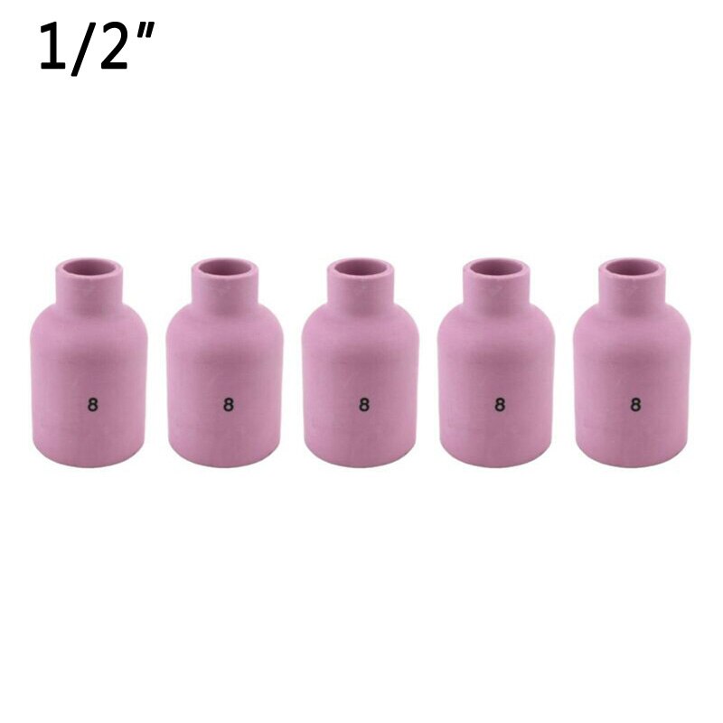 2pcs/5pcs 9-26 Air Gas Lens Welding TIG Torch Alumina Nozzle Cup Consumable Tools Set Kit: 5pcs 8 1 2
