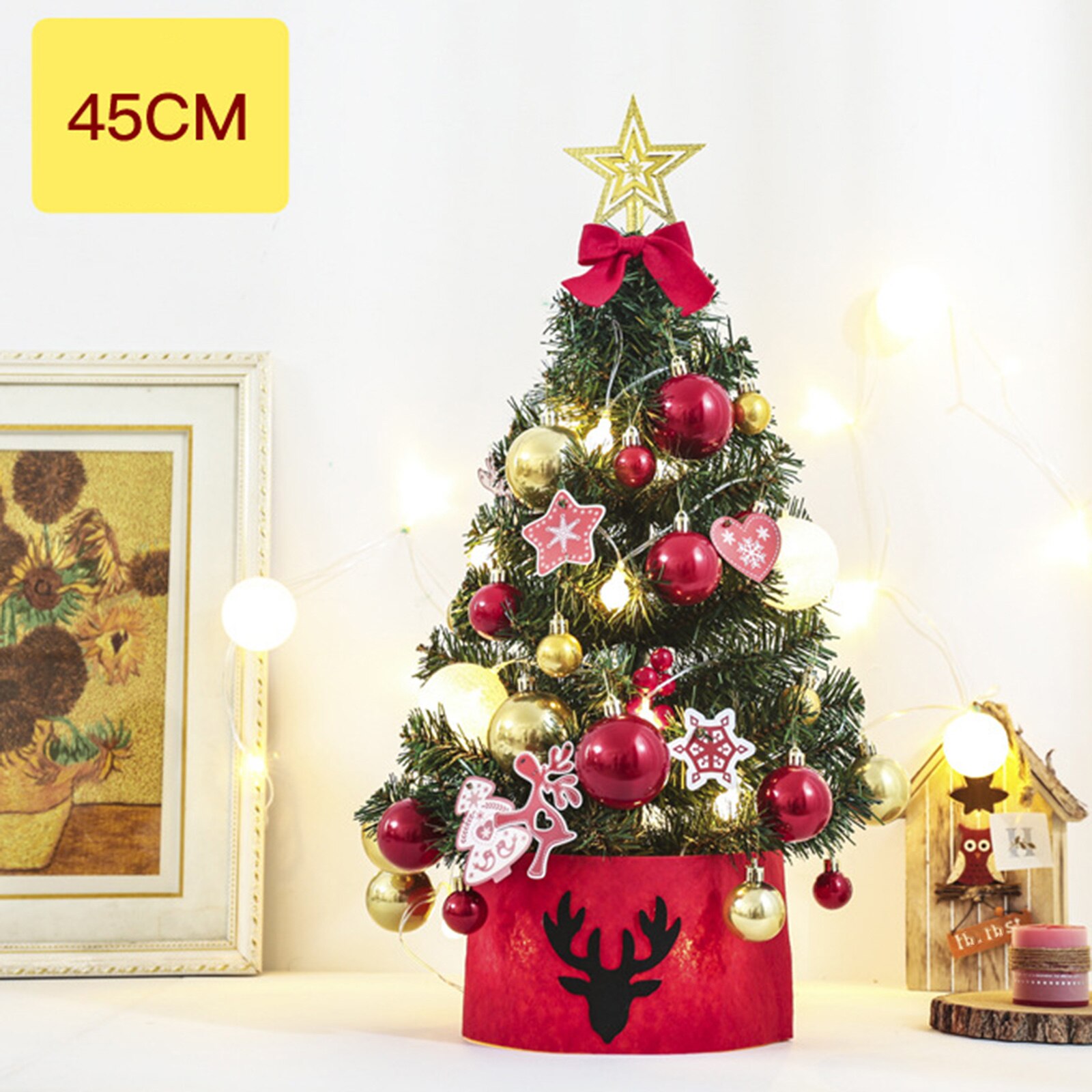 Christmas Tree Set LED Artificial Room Desktop Decoration DIY Glow Glowing Tabletop Ornaments Mini: A1