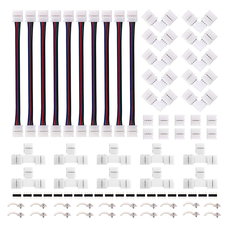 5050 4Pin RGB LED Strip Connector Kit,T Shape Connectors,LED Strip Jumper,4 Pin Male to Male Connector: Default Title