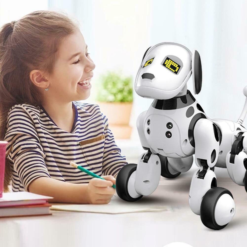 RC Robot Dog Children Educational Remote Control Talking Led Birthday Smart Interactive Electronic Pet Toy Cute Animals: White