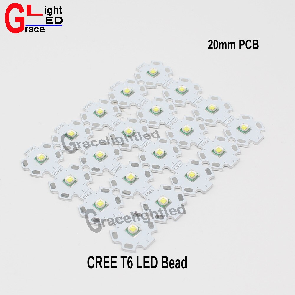 1pc CREE XML XM-L T6 U2 10W WHITE 6000-7000k LED High Power LED bead on 12mm 14mm 16mm 20mm PCB