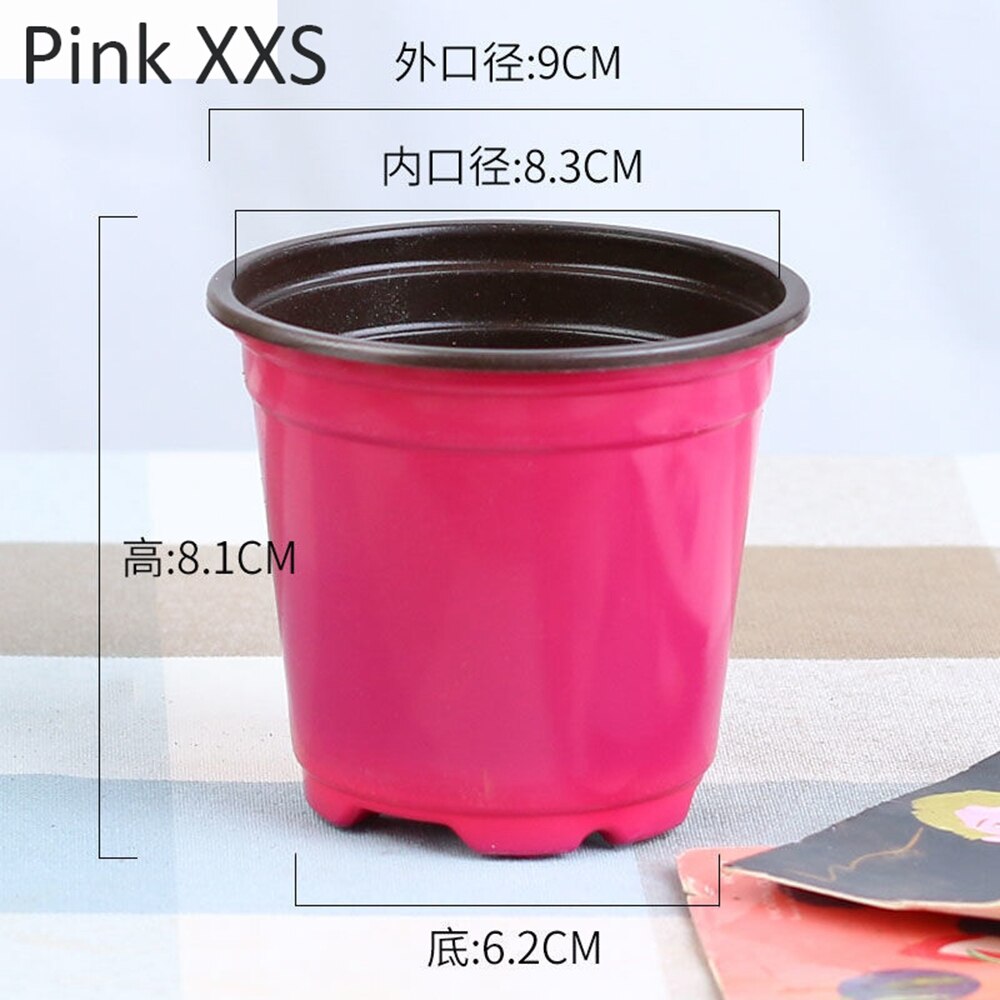 5Pcs Bloempot Dubbele Kleur Pot Kwekerij Planten Bassin Plastic Bloempot: Pink XXS