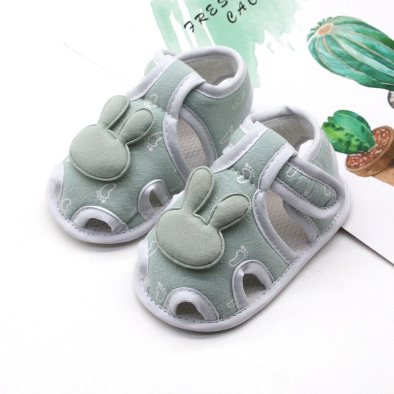 Zomer babyschoentjes babymeisje holle zachte zool prinses wiegschoentjes konijnenpatroon prewalkers: Geel / 7-12 maanden