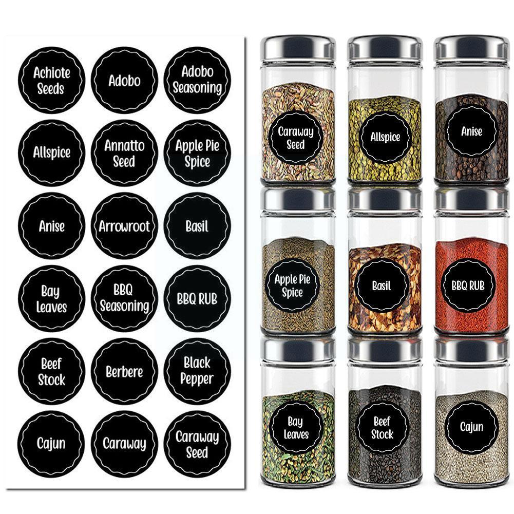 8 Sheets/set Spice Label Stickers Storage Bottle Container Labels Supplies Self-adhesive Jars Kitchen Label Spice Transpare N2C0