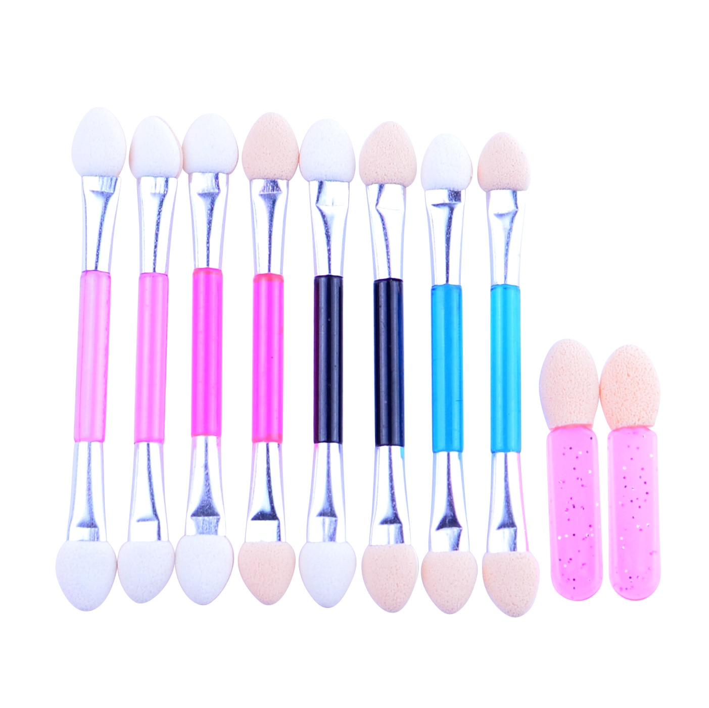 10 st engångs dubbelsidiga ögonskuggsborstar med svampspets oval makeup applikator ögonskugga make up borste set