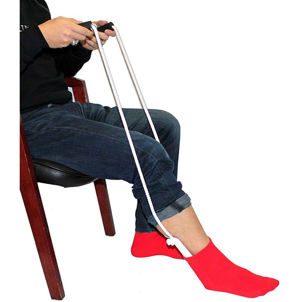 Flexible Sock and Stocking Aid, Compression Socks Helper Puller with Adjustable Cords without Bending