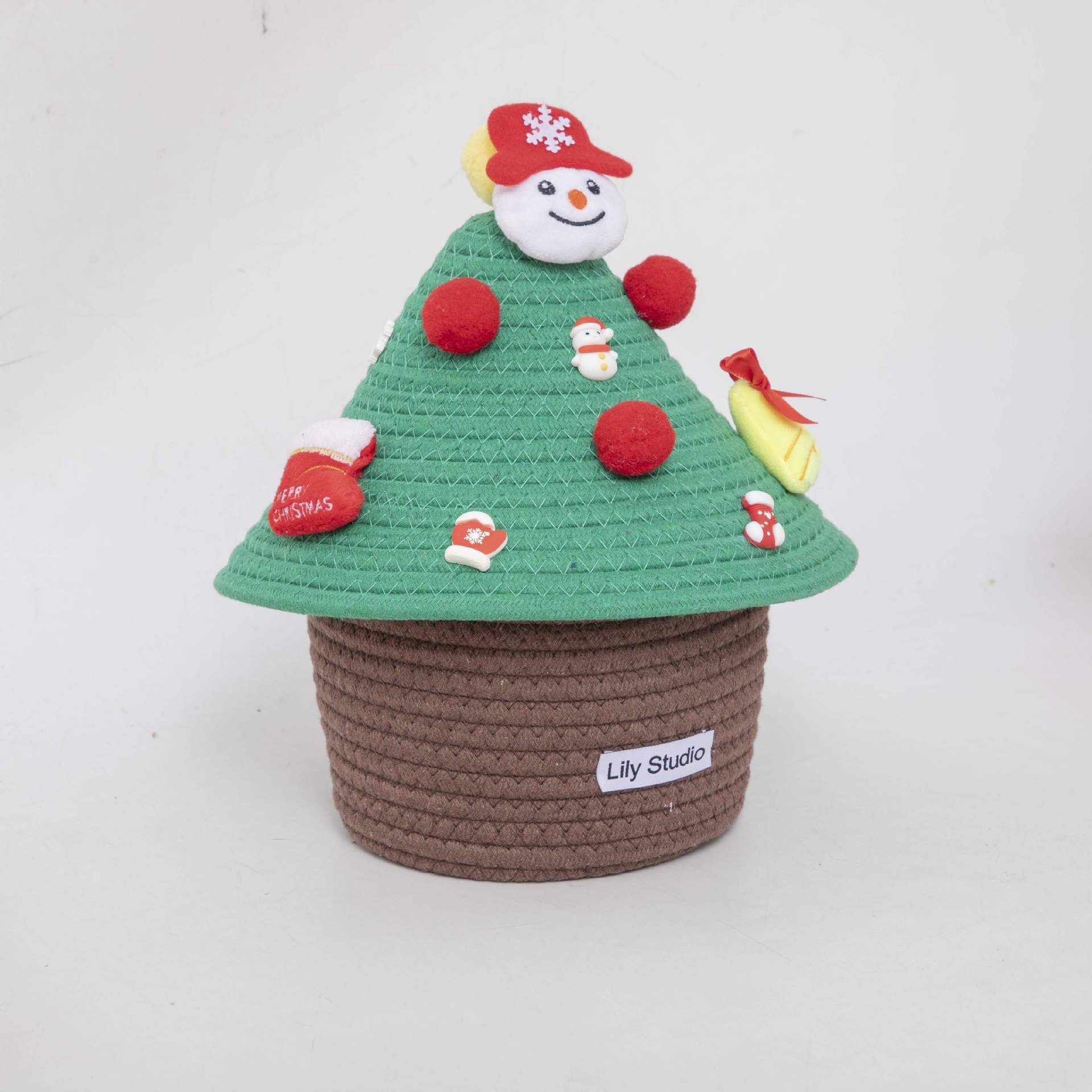 Woven Christmas Tree Storage Basket Christmas Ornament Desktop Home Toy Snacks Toiletries Storage Box Home Decoration