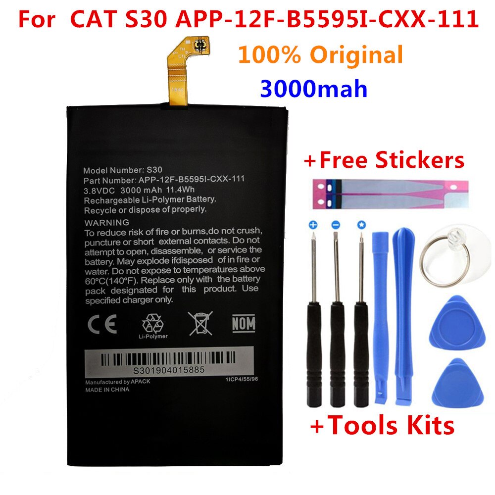 APP-12F-F57571-CGX-111 for Caterpillar CAT S60 S50 S40 S30 458002-S40 APP-12F-B5595I-CXX-111 Mobile Phone Battery+ tools: For Cat S30