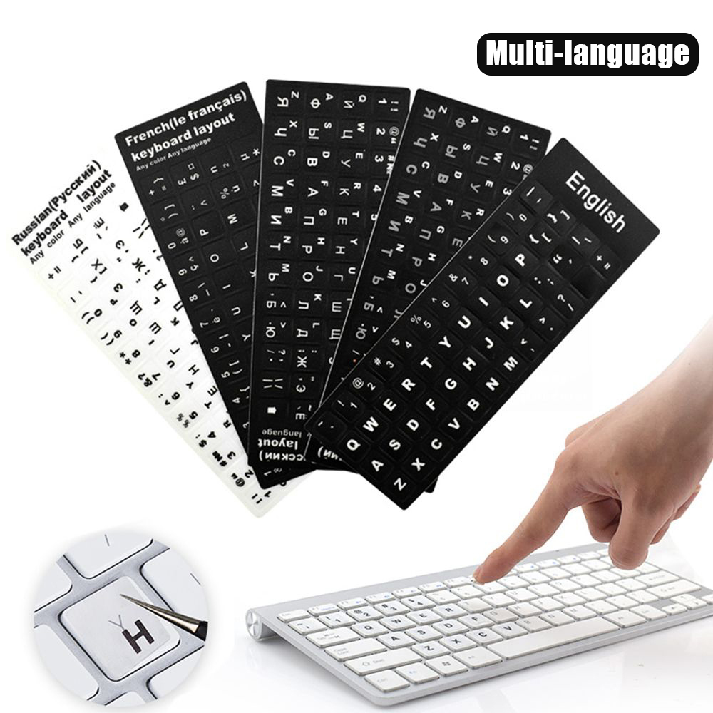 Mehrsprachige Tastaturaufkleber, Spanisch/Englisch/Russisch/Deutsch/Arabisch/Italienisch/Japanisch, Buchstabe, Ersatz für Laptop-PC