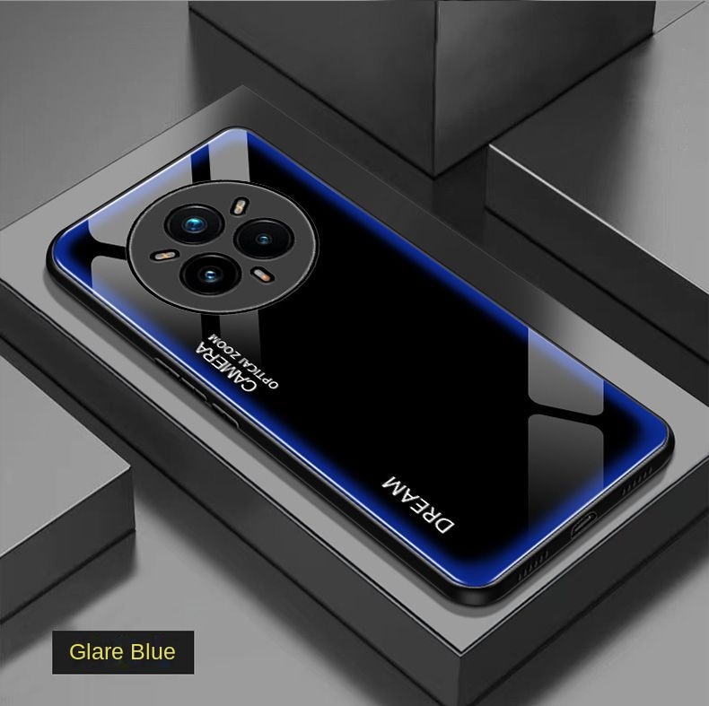 Voor OPPO Realme 14 Pro Plus Case Hard Gehard Glas Gradiënt Beschermende Cover Case Voor Realme 14 Pro PLus Volledige Cover Shell: Black