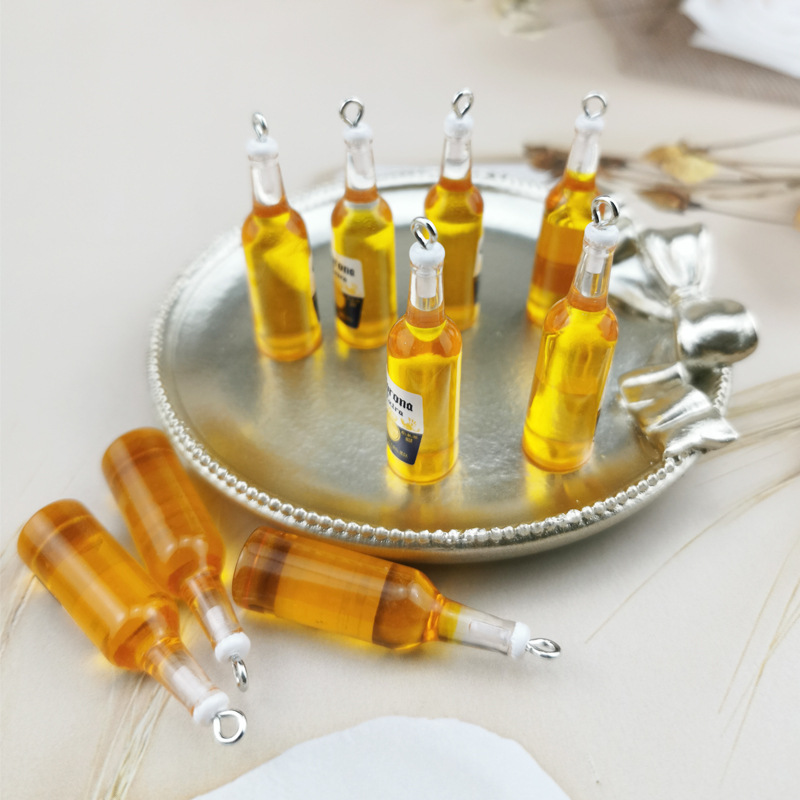 10 Stks/pak Gesimuleerde Hars Bierfles Sleutelhanger Charms Diy Ambachten Bar Drank Flessen Oorbel Hangers Sieraden Accessoires: Default Title