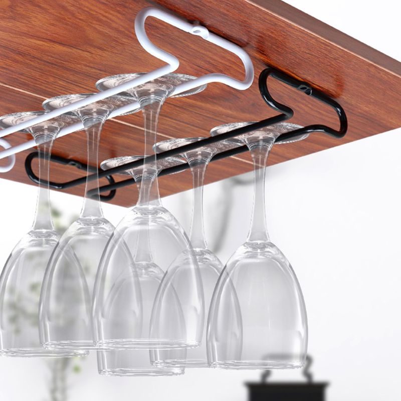 Enkelt række suspension hængende vinglasholder omvendt hylde monteret på kabinet glas cup arrangør til bar køkken