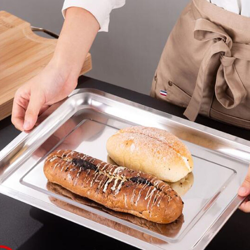 Acier inoxydable thé tasse plateau ménage Rectangle thé assiette Style japonais creux porte-plateau pour maison salon de thé (36x27cm)