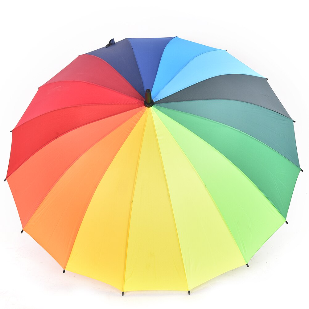 Paraply lang håndtag top kvinder regn spadserestok paraply stor regnbue stok anti-uv solrig golf vindtæt parasol