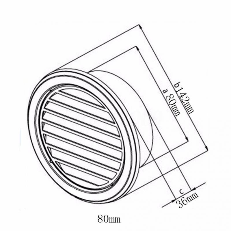 80/100/120mm ventilationsrist i sølv i rustfrit stål, rund luftrist med flangebeskyttelse