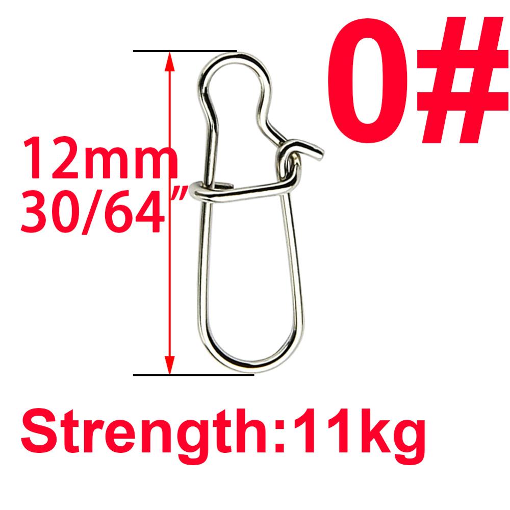 50pcs Stainless Steel Hooked Snap Fishing Barrel Swivel Safety Snaps Hook Lure Accessories Connector Snap: Size 0