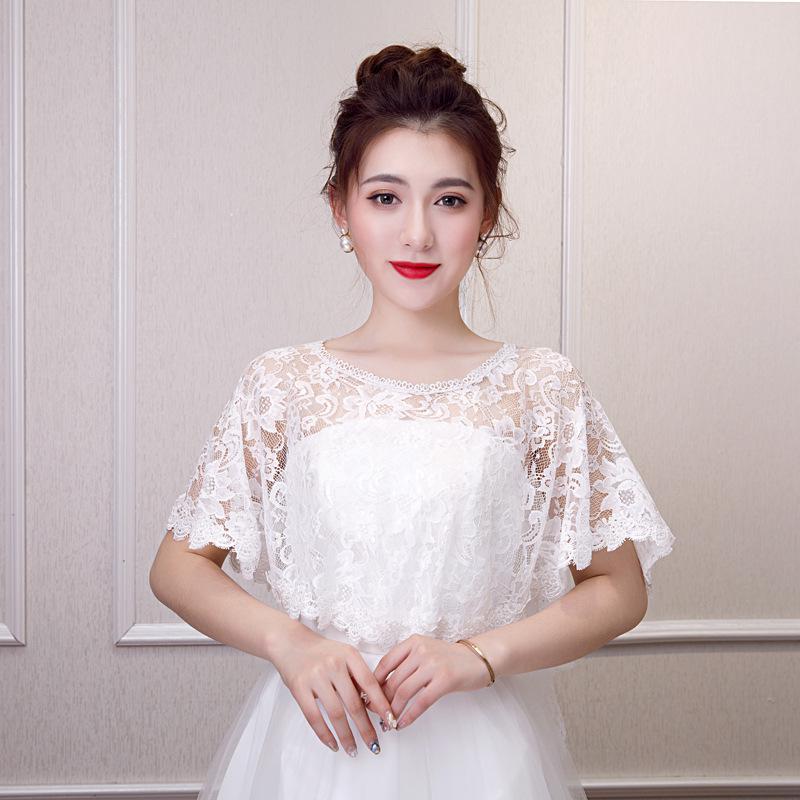 Chal nupcial de encaje para mujer, capa de noche barata, Bolero, Dentelle, novia, chaquetas de de boda, capa envolvente, de verano, disponible: Blanco