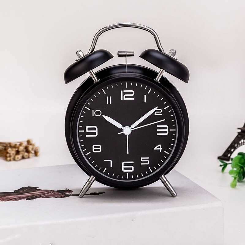 Retro Number Double Bell Ringing Alarm Clock Household Digital Clock Home Desk Table Decor Round Clocks