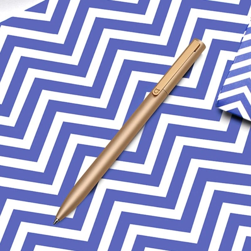 Original Xiaomi Mijia Mental Sign Pen 0.5mm Writing Point Signing Mi Aluminum Alloy Pen Gold Smooth Switzerland Refill Black Ink