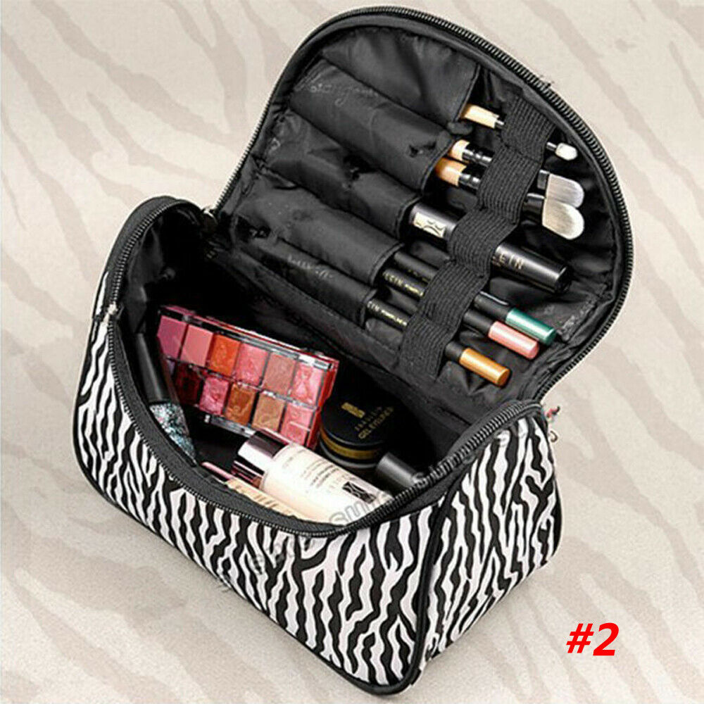 Necessaire feminina maquiagem cosméticos, bolsa de viagem produtos de higiene organizadora: Zebra pattern
