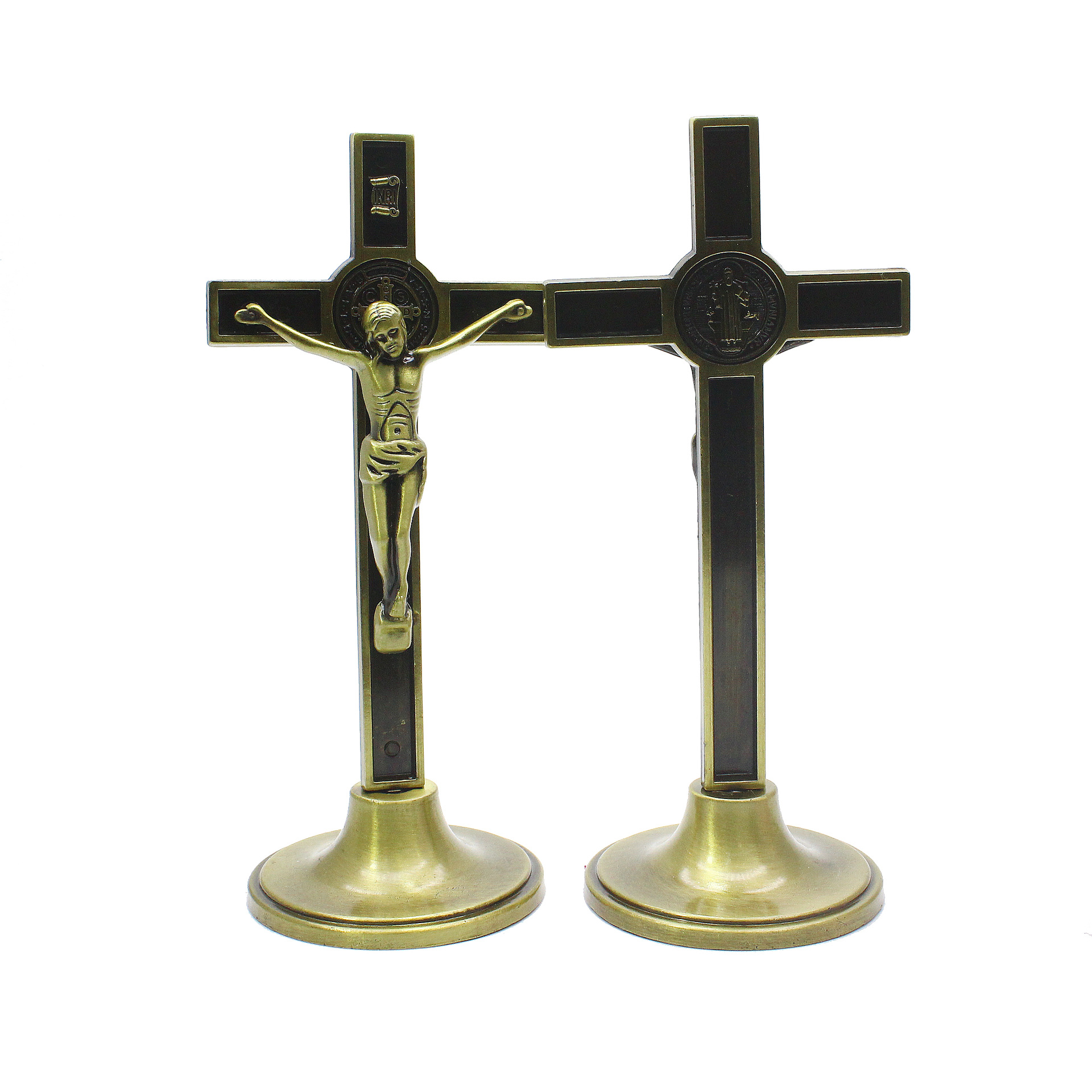 Metalen Kruis Christus Lijden Standbeeld Katholieke Jezus Kerk Icoon Voor Office Home Religieuze Decoratie Te Dragen PM0168-PM0169: Ancient bronze