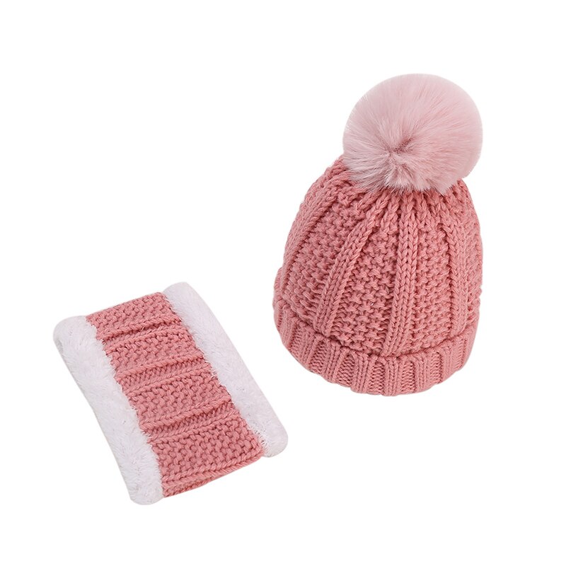 Gorro de invierno para bebé, gorros gruesos de punto para gorra para niños y niñas y gorro de bufanda, pañuelo de lana suave, accesorios con tapa de cabezal redondo