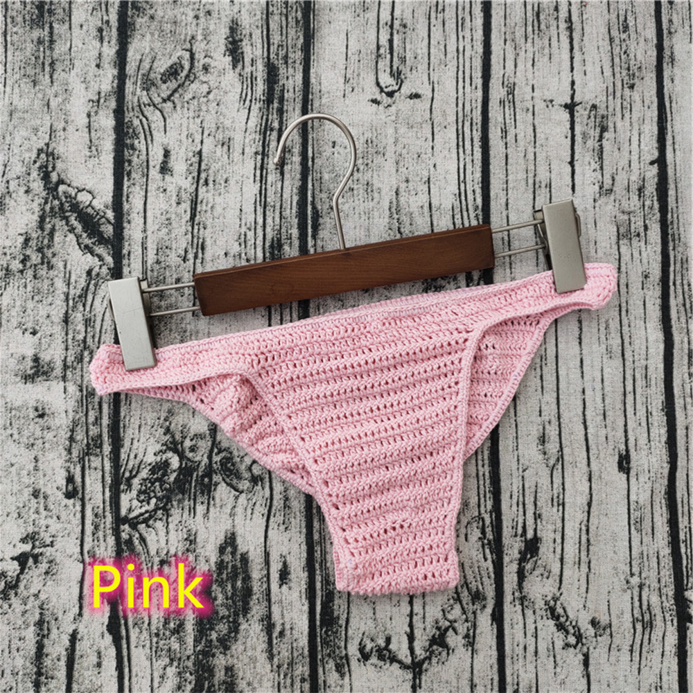 hombres mujeres ropa interior transpirable mano Crochet tiro bajo natación tomar el sol masculino Boxers bragas calzoncillos: Rosa