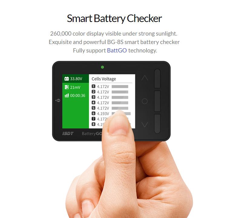 ISDT BattGo BG-8S Smart Batterij Checker Balancer Ontvanger Signaal Tester Quick Charge Functie