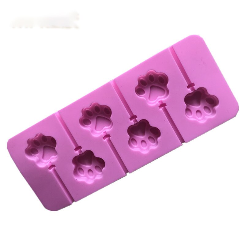 6 huller 3d katte hund pote form silikone slikkepinde form gør det selv chokolade sæbe former bageform wienerbrød bagegrej kage dekorationsværktøj