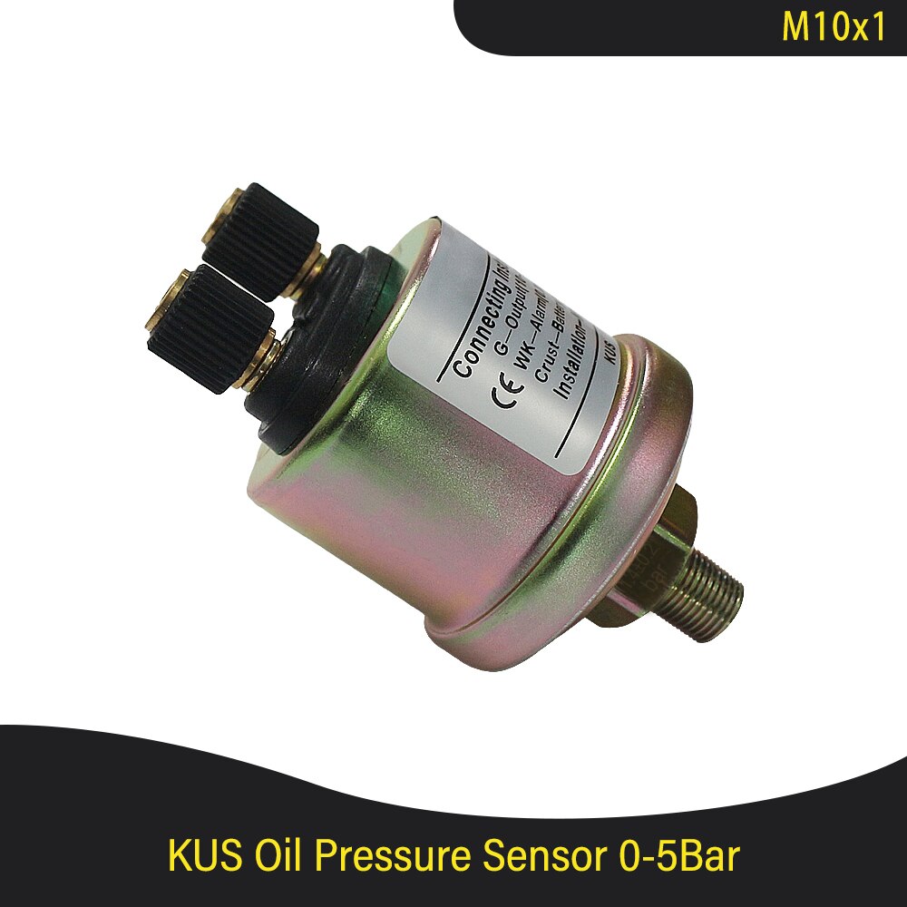 Kus 52mm oljetrykkmåler måler 0-5 bar (0-75 psi ) 0-10 bar (0-145 psi) med rød/gul bakgrunnsbelysning for båt bil lastebil  rv 12v 24v: 0-5 bar -m10 x 1