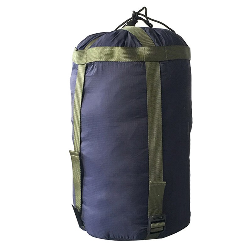 Vandreture rejsetaske udendørs soveudstyr flerfarvet løbebånd arrangør udendørs camping kompression sovepose: Mørkeblå