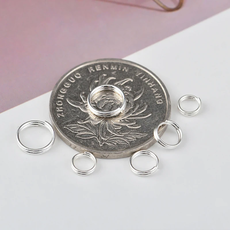 5 stks S925 sterling zilver DIY sieraden materiaal dubbele ring sleutelhanger verbindingsring handgemaakte kralen effen zilveren accessoires