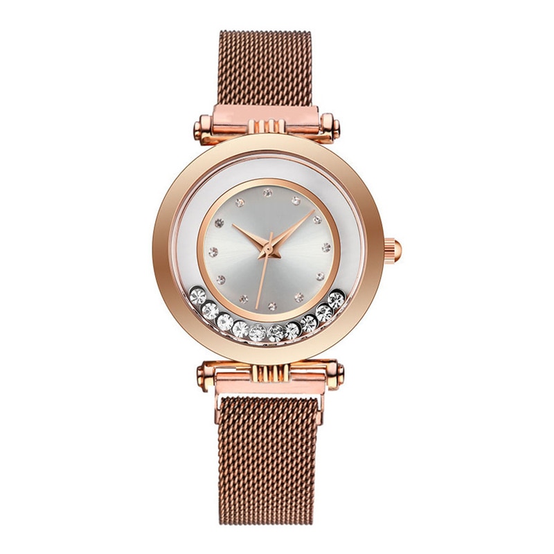 Luxe dameshorloges dameshorloge met vloeiende strass-steentjes, magnetisch dameshorloge met kwarts, relogio feminino, reloj mujer klok