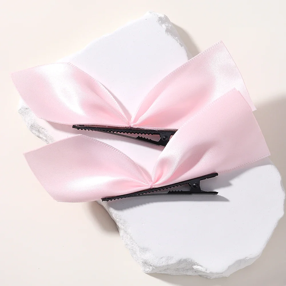 Pinces à cheveux avec ruban noir et blanc, 2 pièces, Vintage, épingle à cheveux latérale, Barrettes mignonnes pour filles, accessoires de coiffure pour femmes: Rouge