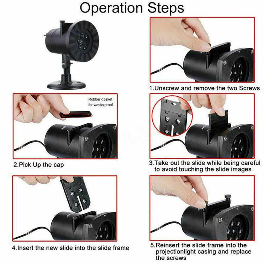 Christmas Halloween 48 Picture Projector Halloween Party Christmas Santa Claus Projection Lamp Window Movie Projector