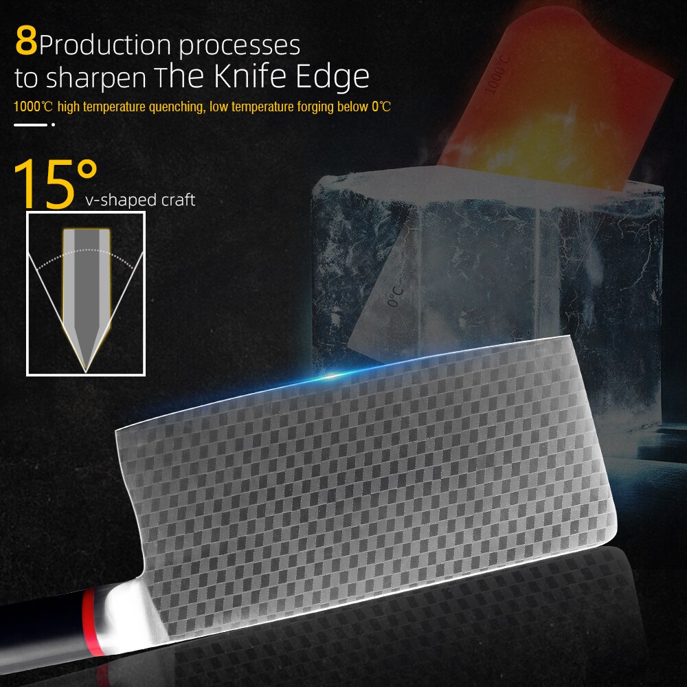 Chef Knife Kitchen 3 Layer Composite steel High-carbon Clad Steel Chinese Knives Cleaver for Filleting Slicing Broad Butcher