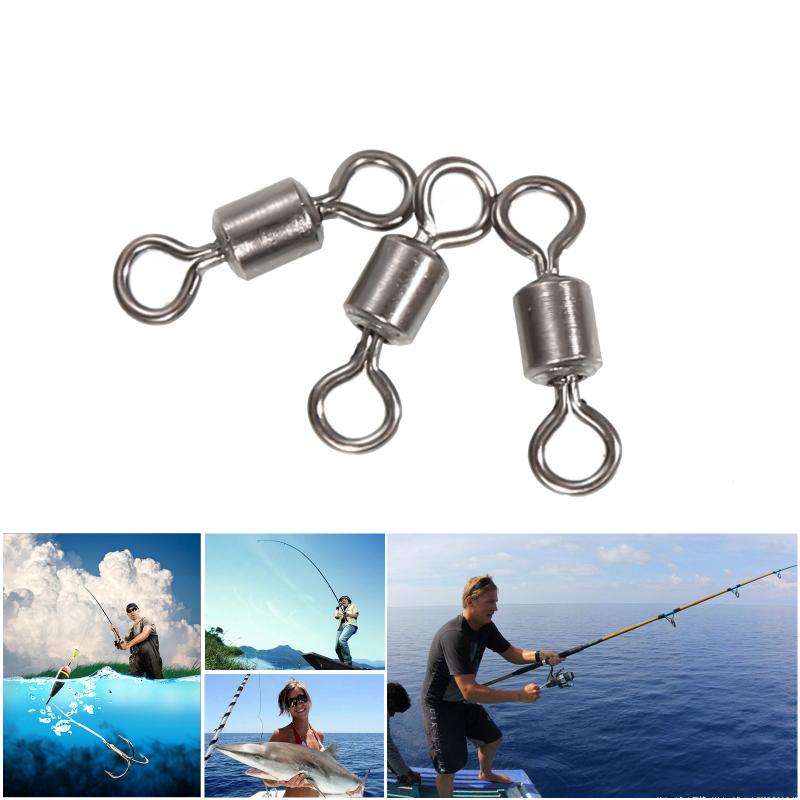 50pcs américain 8 mot anneau poisson outil Linker roulement à billes rotatif solide anneau mer pêche crochet connecteur