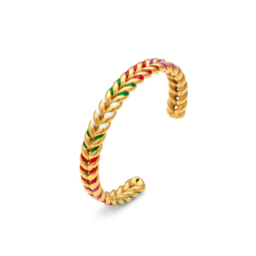 Braccialetti larghi del braccialetto del grano aperto del polsino dell'acciaio inossidabile di 10MM per il braccialetto alla moda dei gioielli del partito dell'olio gocciolante di colore delle donne: Colorful