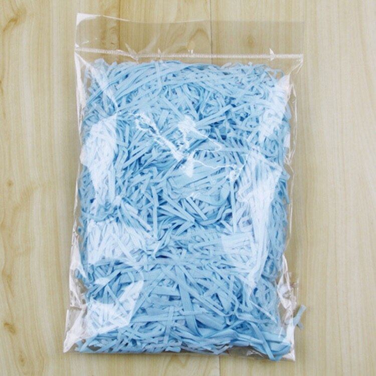 Farverige strimlet rynkepapir raffia slikbokse diy boks fyldstof materiale tissue party emballage fyldstof dekoration: Blå