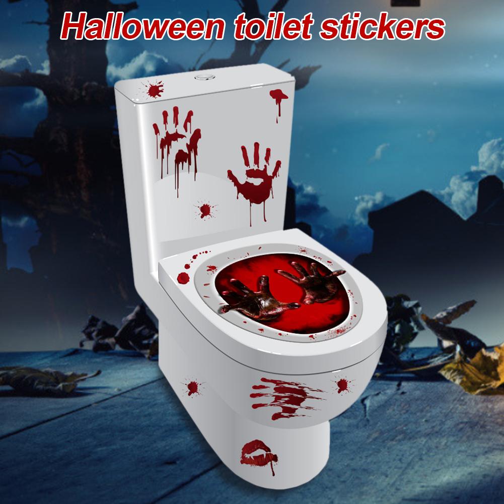 Halloween Toilet Seat Cover Decals Scary Glowing Stickers Bathroom Horror Walking Dead PVC Decoration Stickers: Waterproof Sticker