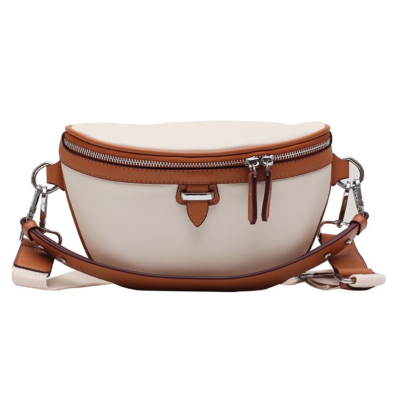 Casual Pu Lederen Taille Tassen Voor Vrouwen Rits Schouder Tas Dame Borst Crossbody Vrouwen Handtassen: Coffee