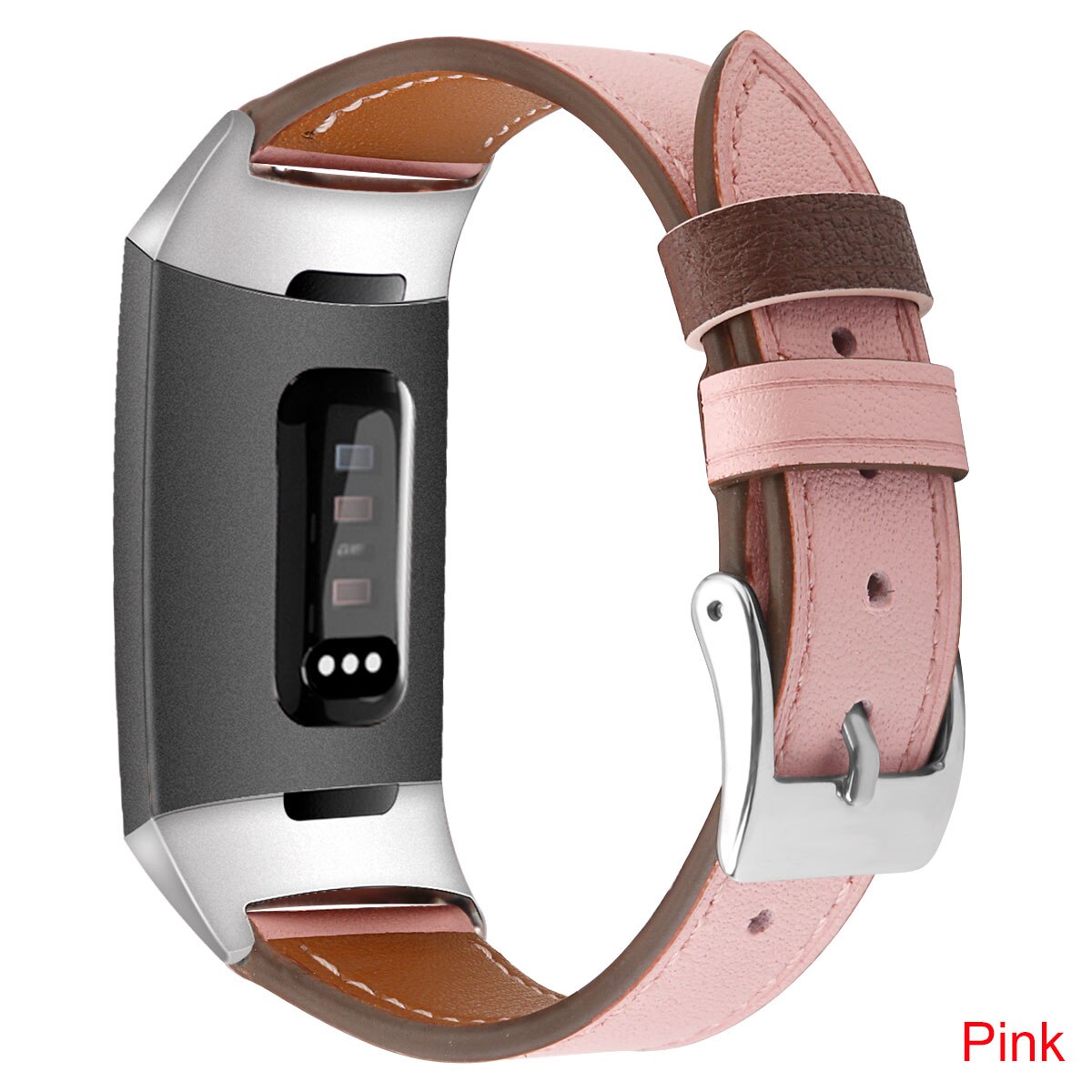 Essidi For Fitbit Charge 3 4 Leather Band Women Men Smart Bracelet Replacement For Fitbit Charge 3 4 Wristband Watch Strap Loop: Pink / S
