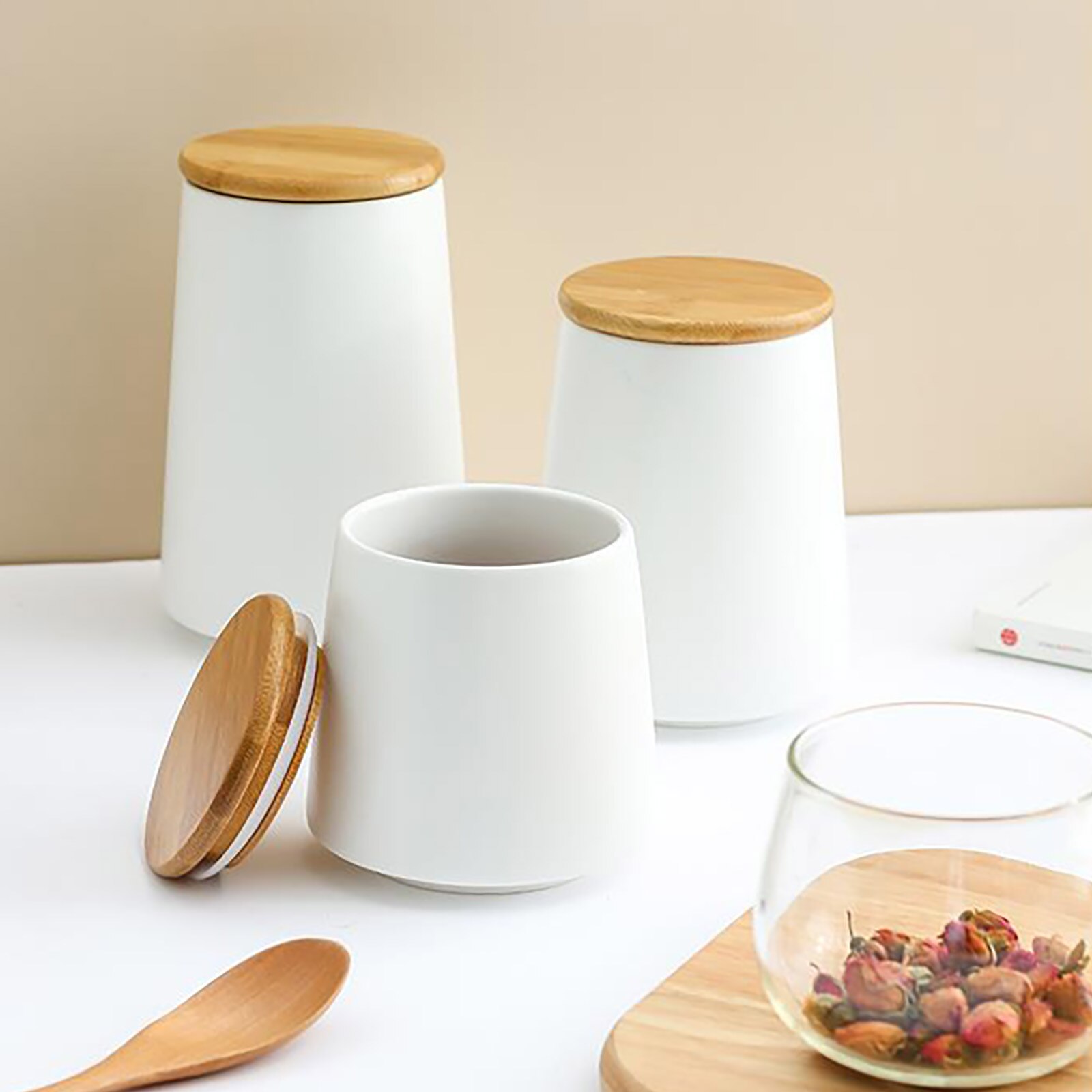 Food Storage Box With Cover Coffee Bean Tea Container Box Storage Bottle Jar Ceramics For Dried Fruit Ceramic Grain Storage Tank