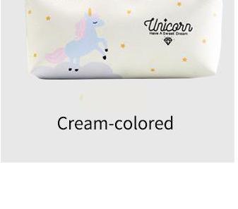 Licorne Kawaii fournitures scolaires, papeterie , jolie boîte à crayons, trousse à crayons, outils scolaires de bureau: Cream