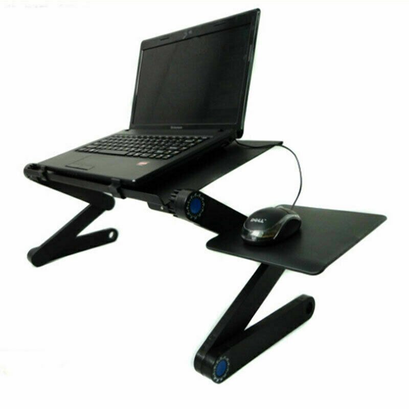 Adjustable Laptop Desk Double Fans Ergonomic Portable Bed Lapdesk Tray PC Table Stand Notebook Table Desk Stand With Mouse Pad