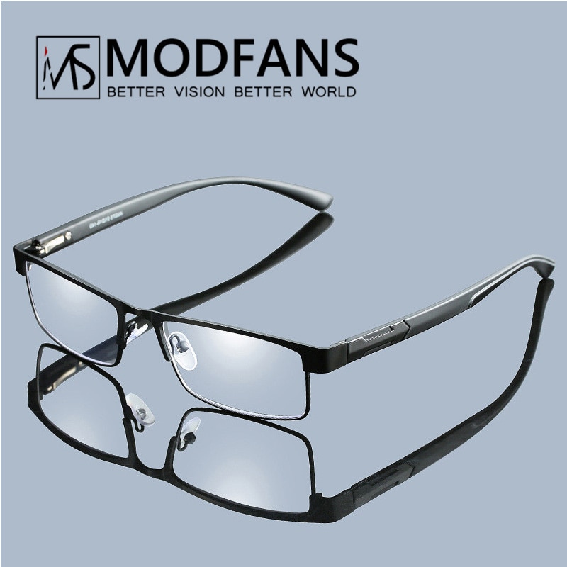 Leesbrillen van titaniumlegering voor heren, niet-sferische lenzen, retro zakelijke bril met hyperopie op sterkte voor heren