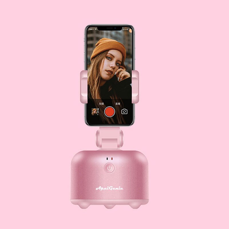 Support de téléphone, Rotation à 360 degrés, suivi automatique du visage, perche de Selfie, cardan, suivi d'objet vidéo intelligent, prise de vue: Rose